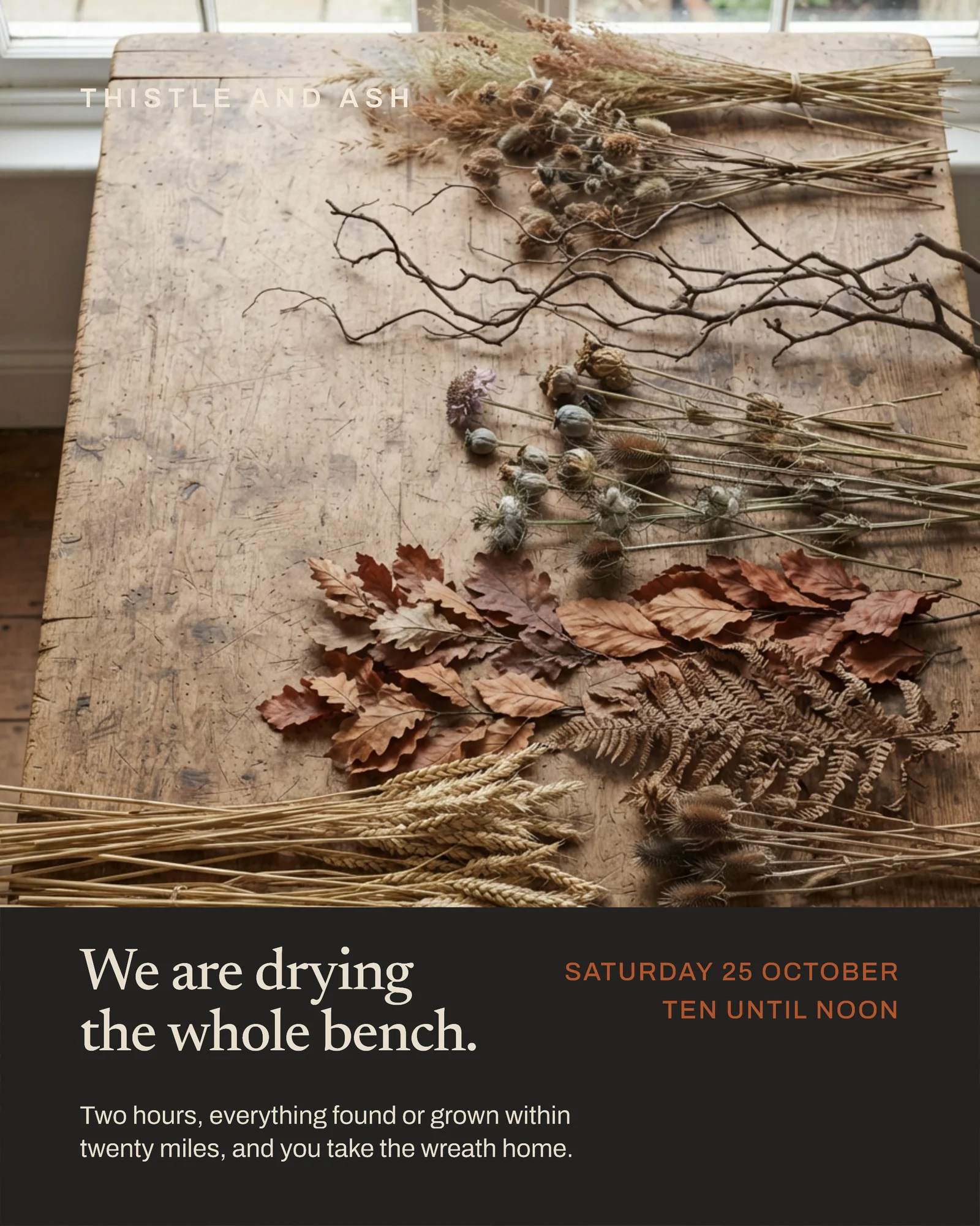 Rust Caption Band Florist Dried Stems Instagram Post — 4:5 Instagram post template