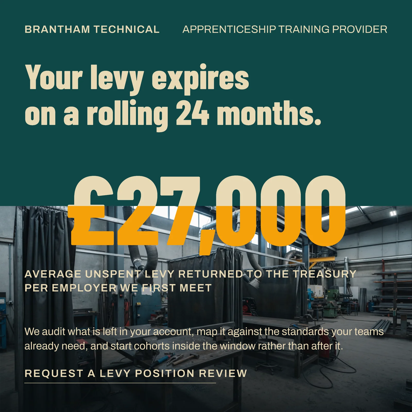 Apprenticeship Levy Horizon Split LinkedIn Ad — 1:1 LinkedIn ad template