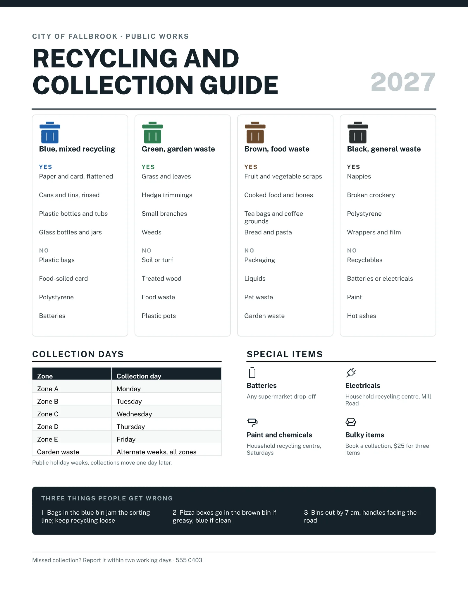 Civic Pictogram Recycling Collection Guide — Letter One pager template
