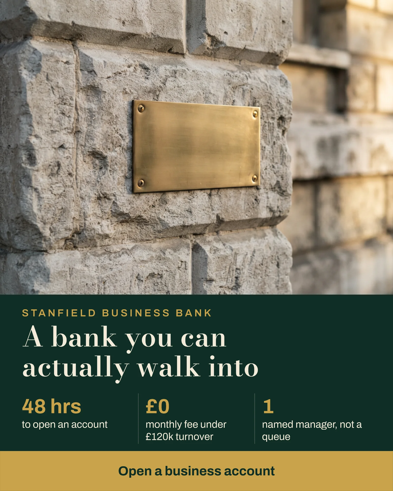 Stone Brass Signage Business Banking Facebook Ad — 4:5 Facebook ad template