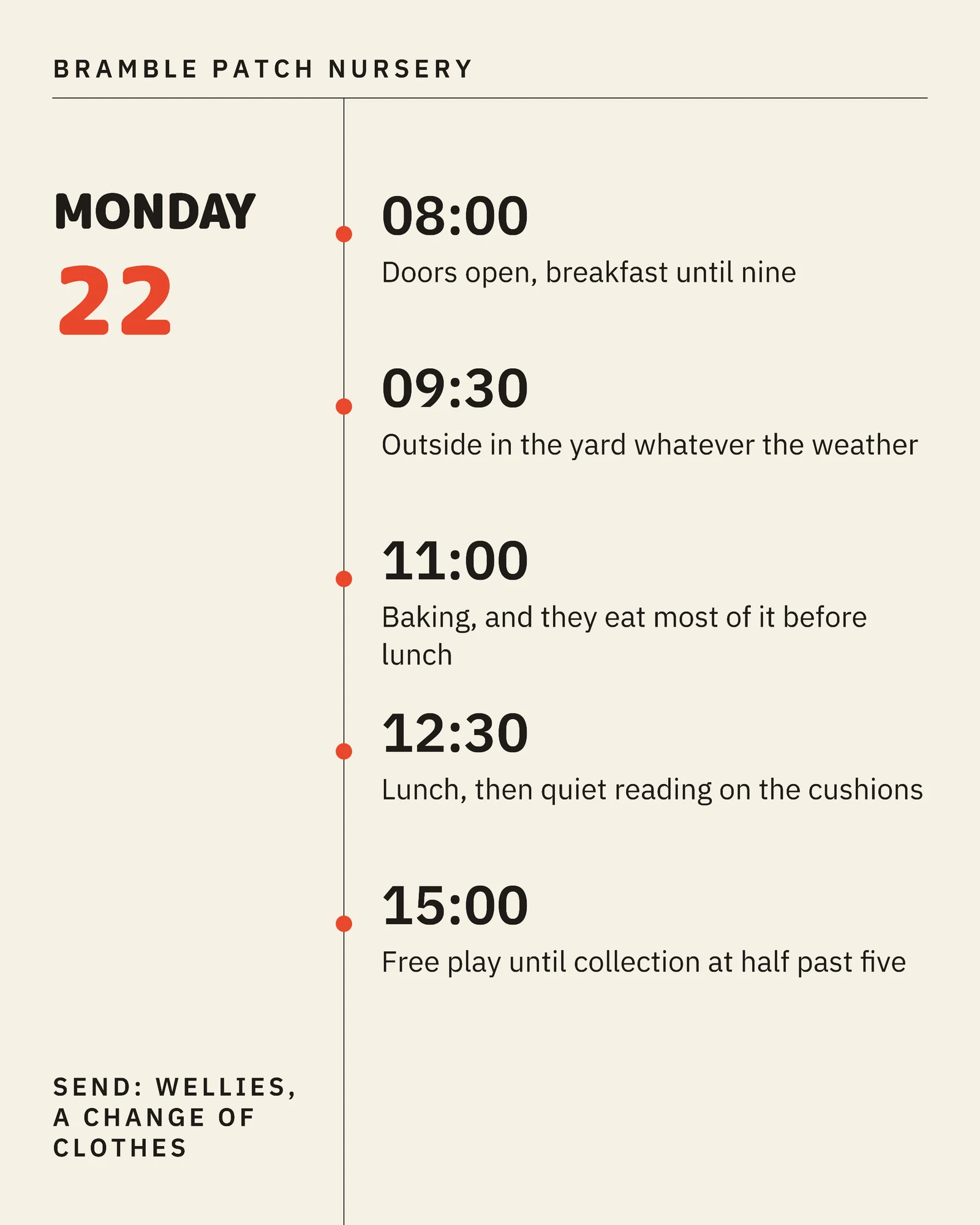 Cream Tomato Day Plan Nursery Christmas Holiday Club Facebook Carousel — 5-panel Facebook carousel carousel template, page 2 of 5