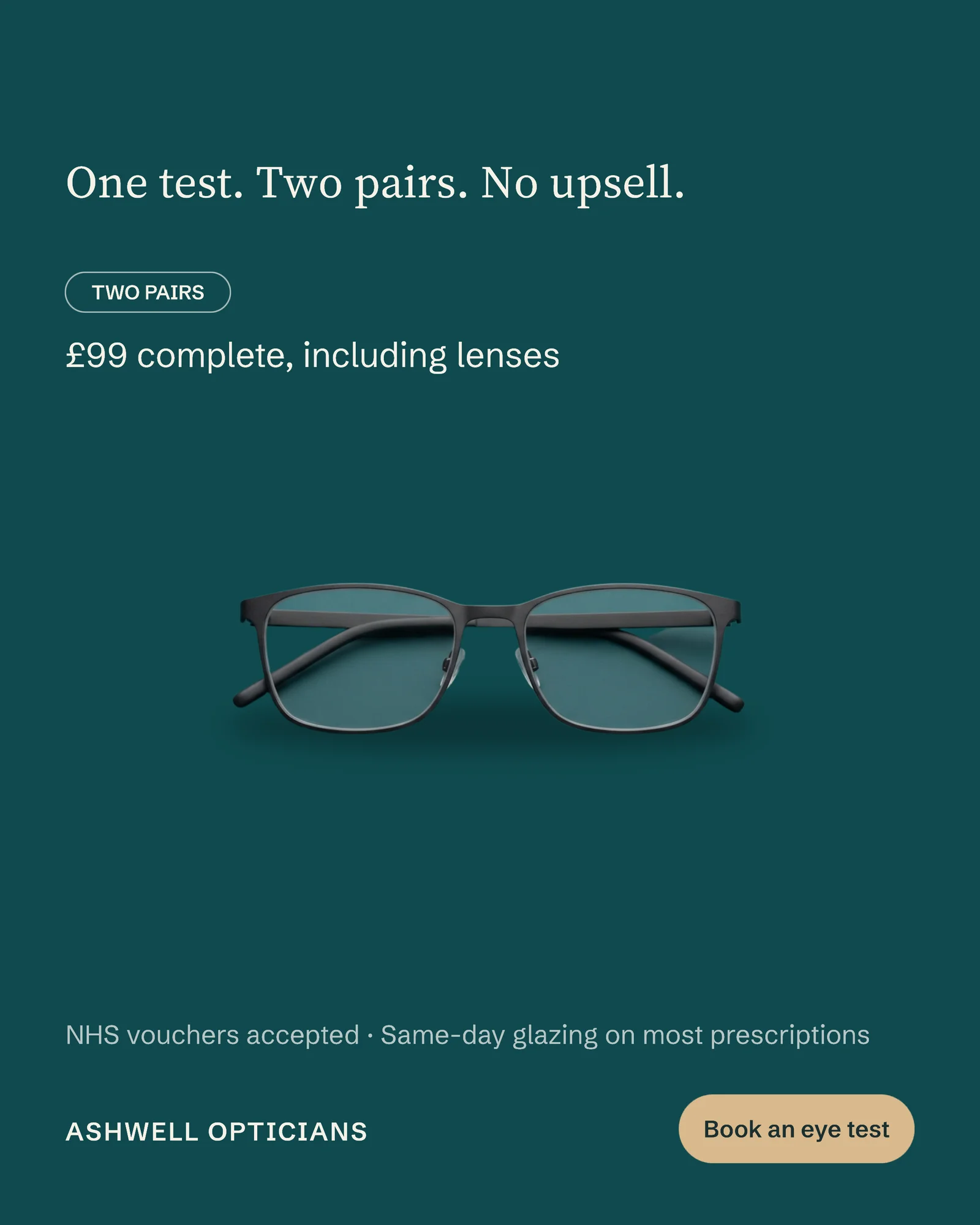 Teal ground eyewear offer — 4:5 Instagram ad template