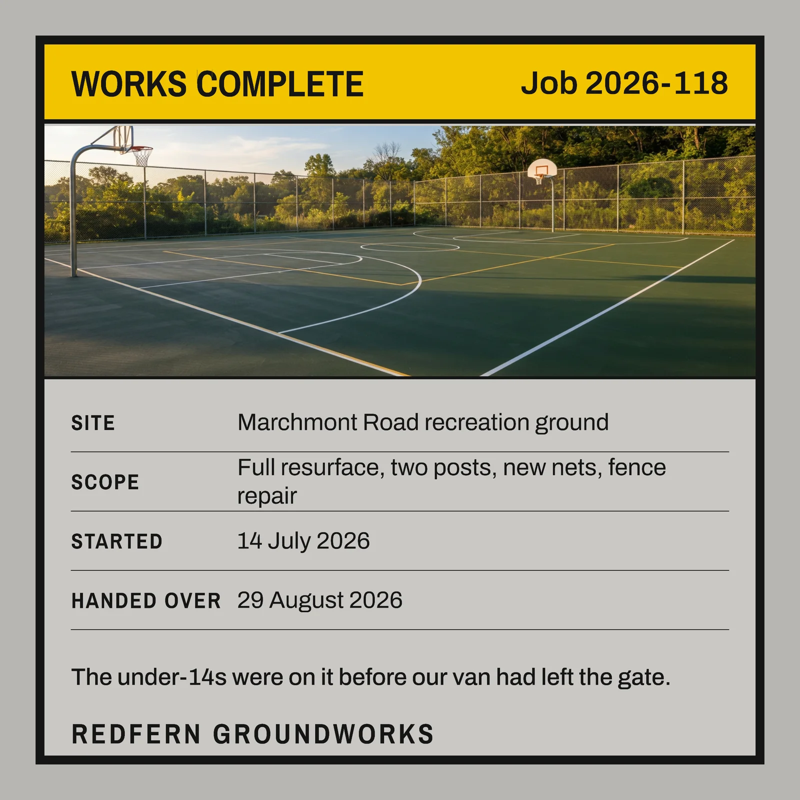 Basketball Court Rebuild Builder Instagram Post — 1:1 Instagram post template