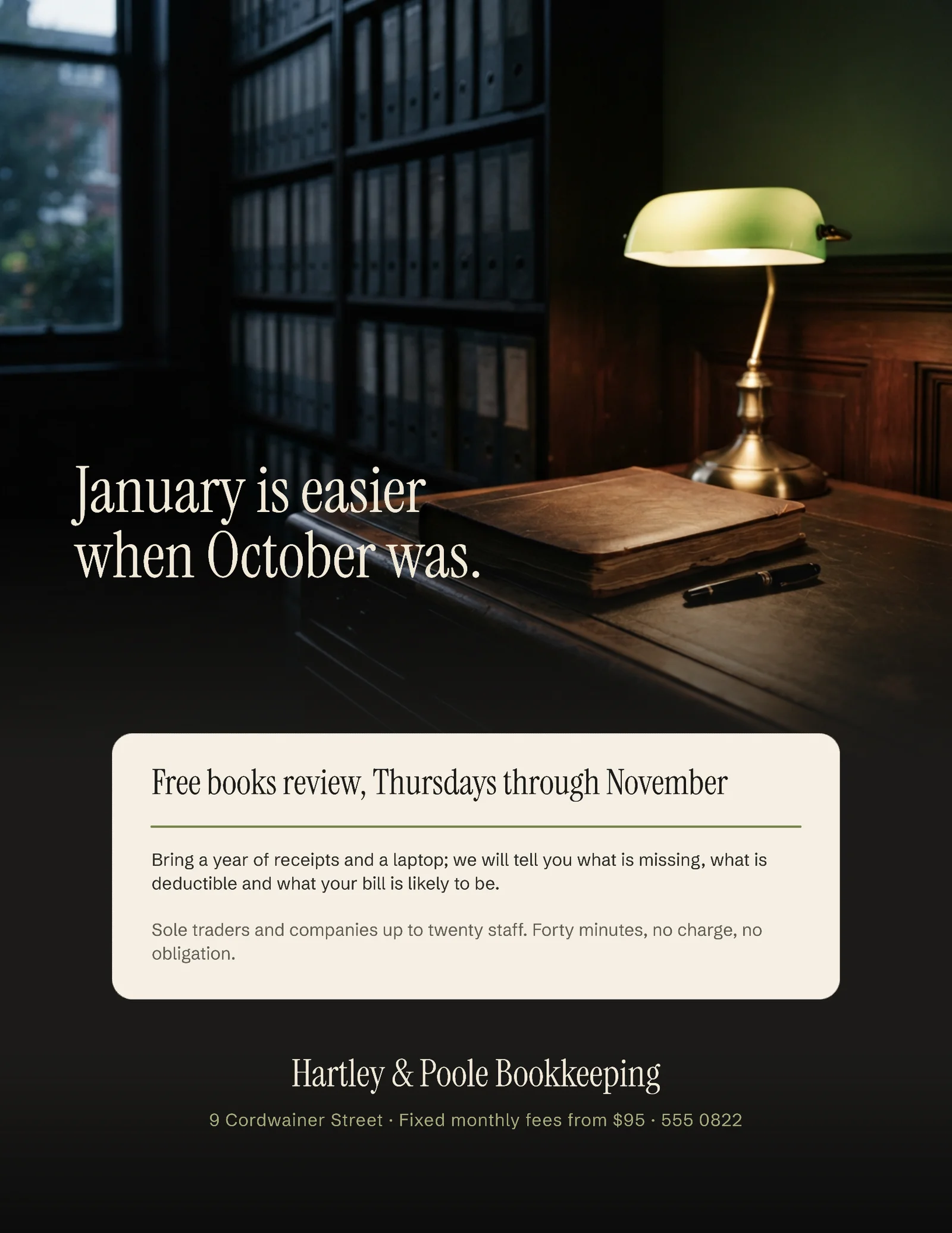 Olive Photo Card Bookkeeping Tax Season Flyer — Letter Flyer template