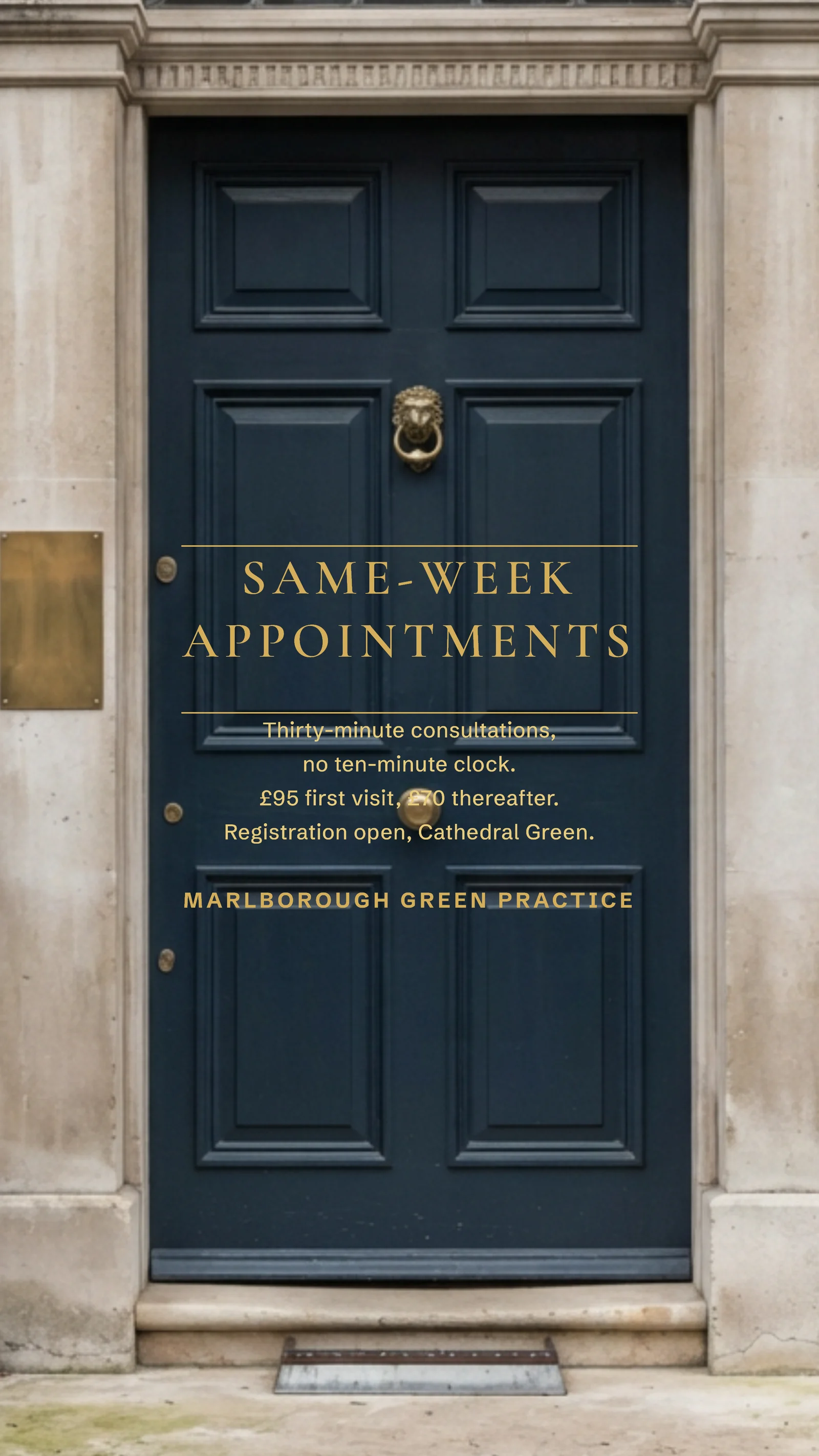 Brass Plaque Private GP Registration Instagram Story — 9:16 Instagram story template