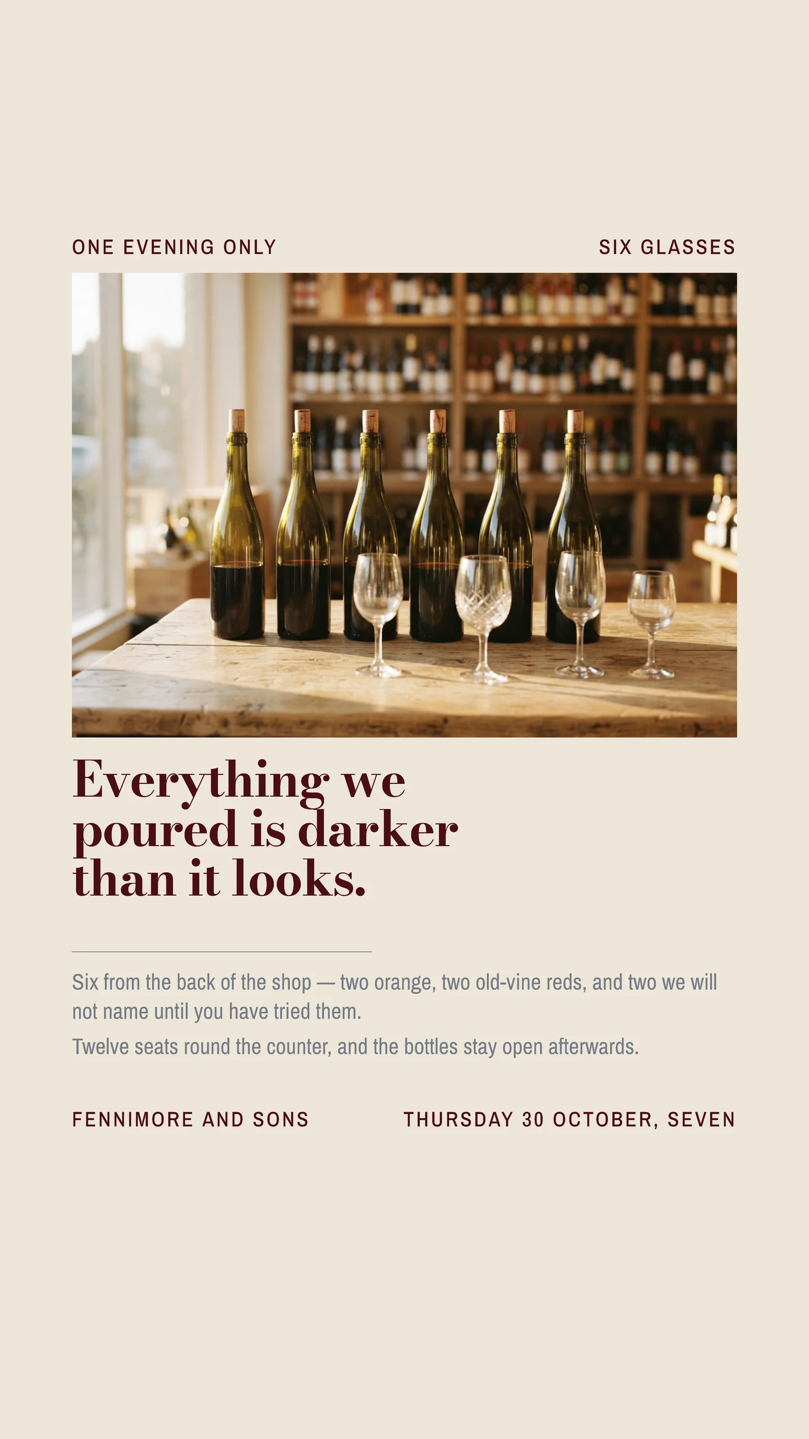 Oxblood Photo Window Wine Tasting Evening Instagram Story — 9:16 Instagram story template