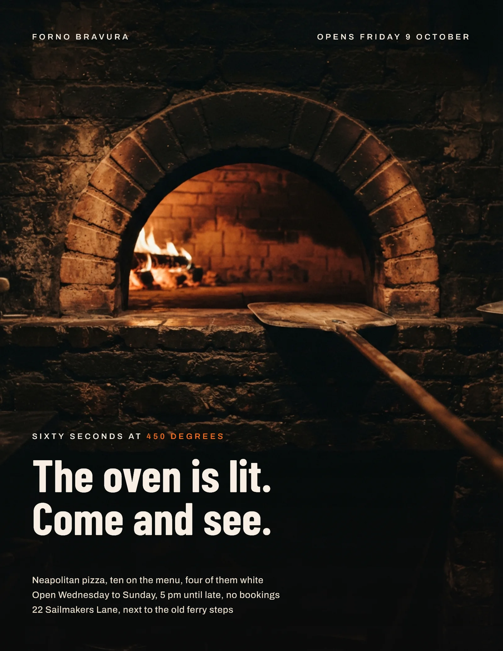 Charcoal Full Bleed Pizzeria Opening Flyer — Letter Flyer template
